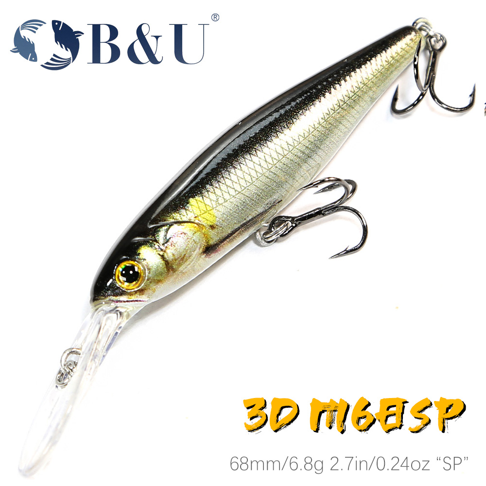 B&U  68mm 3D Printing Shad Sus - đánh giá và giá Fishing Lure Jerkbait