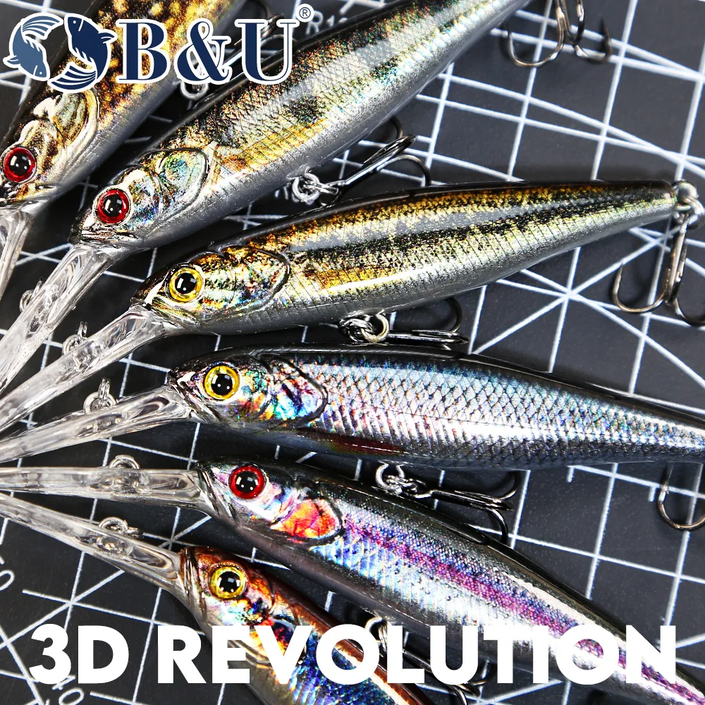 B&U  68mm 3D Printing Shad Sus - đánh giá và giá Fishing Lure Jerkbait